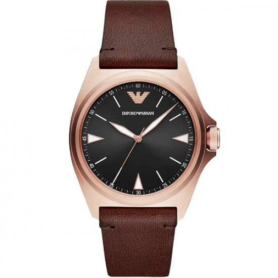 Emporio Armani Nicola Men's Watch 40mm Chronograph Battery with Brown Leather Strap AR11258