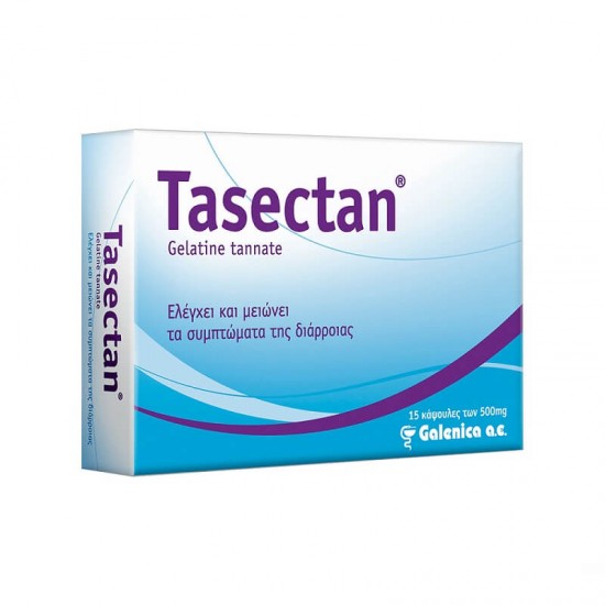GALENICA Tasectan Gelatine Tannate 500mg Controlul simptomelor de diaree 15 capsule