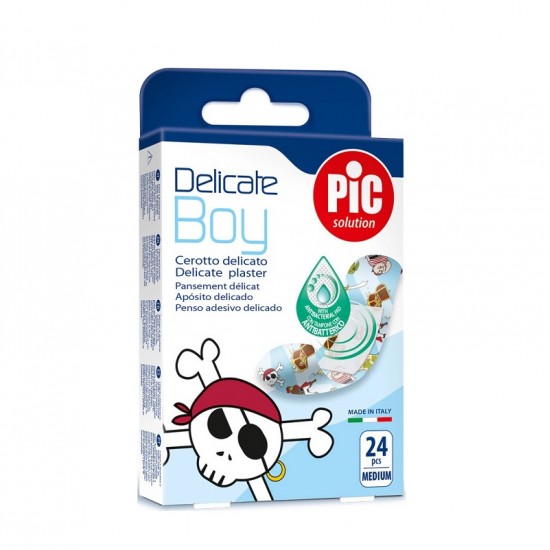 Plasturi piele sensibila Delicate Boy pentru copii 19x72mm cu solutie antibacteriana 24 buc/cut Picsolution, 1 bucata