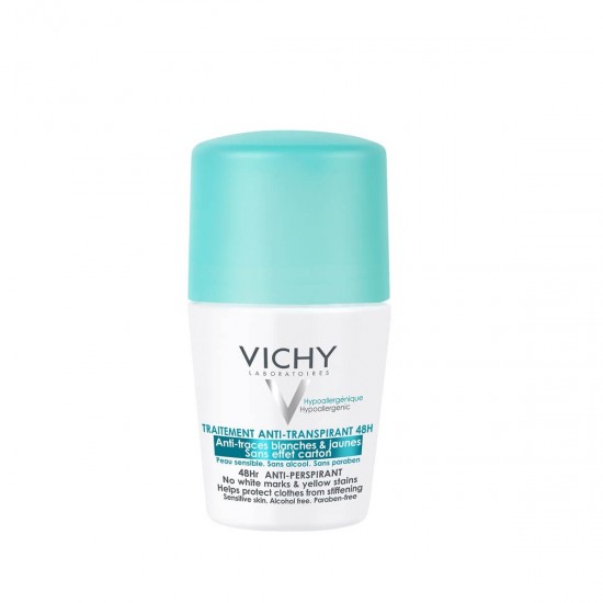 VICHY Anti-Marks Anti-Transpirant Roll-On 48h anti-urme albe și galbene 50ml
