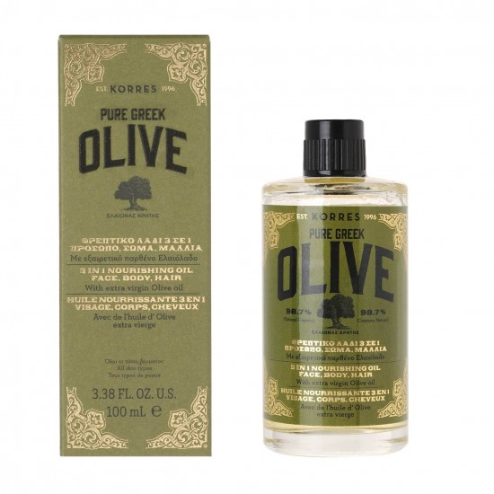 KORRES Pure Greek Olive Ulei nutritiv 3 în 1 pentru față și corp 100ml