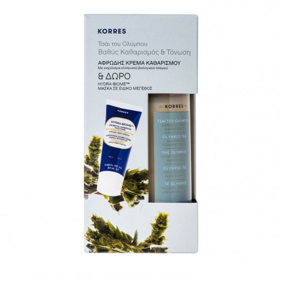 KORRES Set Olympus Tea Cleansing Foaming Cream 200ml & FREE Hydra - Biome Probiotic Superdose Face Mask 20ml