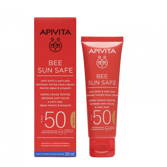 APIVITA Bee Sun Safe Anti-Spot & Anti-Age Defense Crema de fata colorata SPF50 50ml