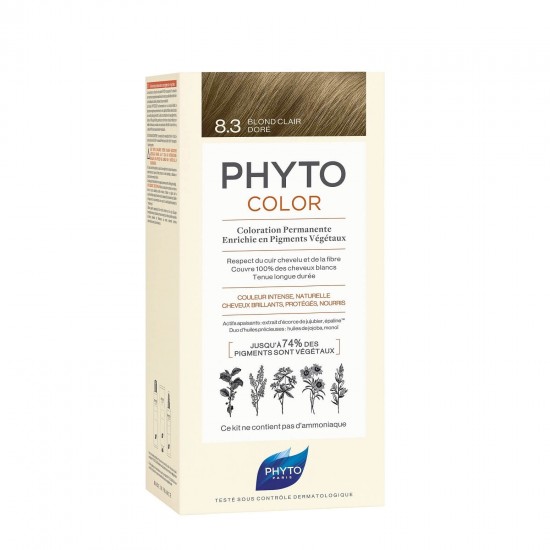 Vopsea de par, PHYTO Phytocolor culoare par fara ammoniac 8.3 Light Golden Blonde 50ml