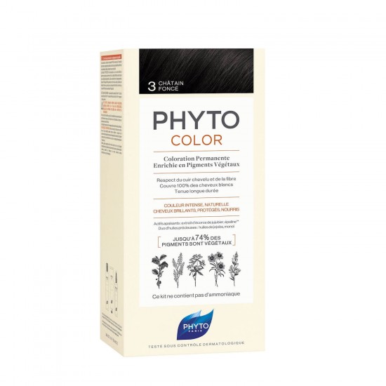 PHYTO Phytocolor Coloration Permanente 3 Dark Brown 50ml
