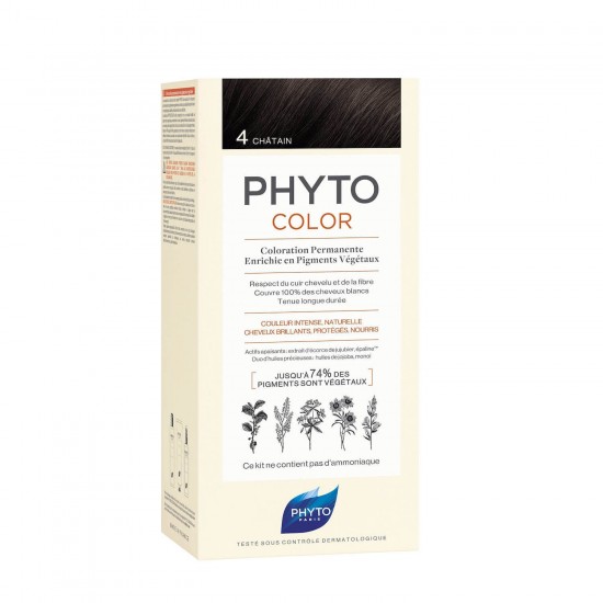 Vopsea de par, PHYTO Phytocolor culoare par fara ammoniac 4 Brown 50ml