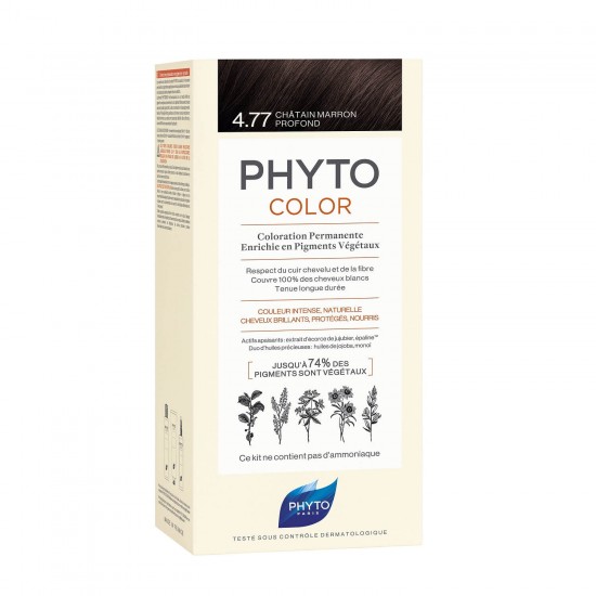Vopsea de par, PHYTO Phytocolor culoare par fara ammoniac 4.77 Intense Chestnut Brown 50ml
