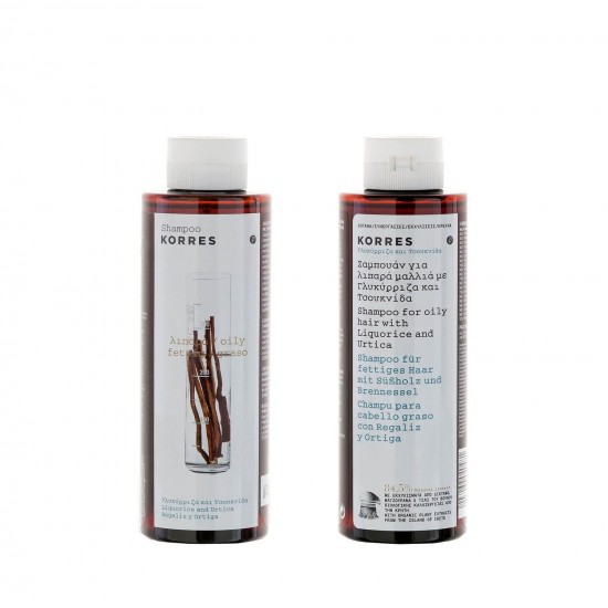 KORRES Liquorice and Urtica șampon pentru păr gras 2x250ml