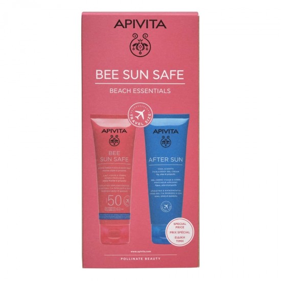 APIVITA Bee Sun Safe Beach Essentials, Hydra Fresh Face Body SPF50 100ml and After Sun 100ml