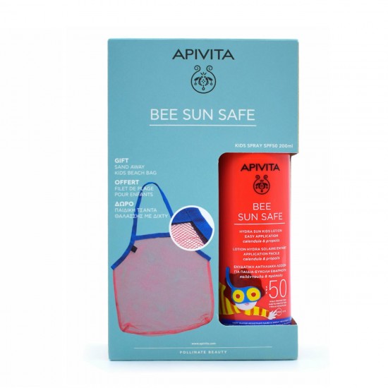 APIVITA Bee Sun Safe Hydra Sun Kids Lotion SPF50 200ml & GIFT Sand Away Mesh Bag for Beach Toys