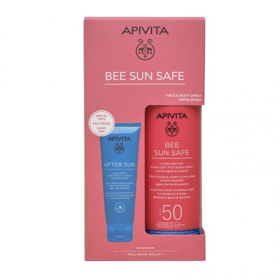 APIVITA Bee Sun Safe Hydra Melting Ultra-Light Face & Body Spray SPF50 200ml & After Sun 100ml APIVITA Bee Sun Safe Hydra Melting Ultra-Light Face & Body Spray SPF50 200ml & After Sun 100ml