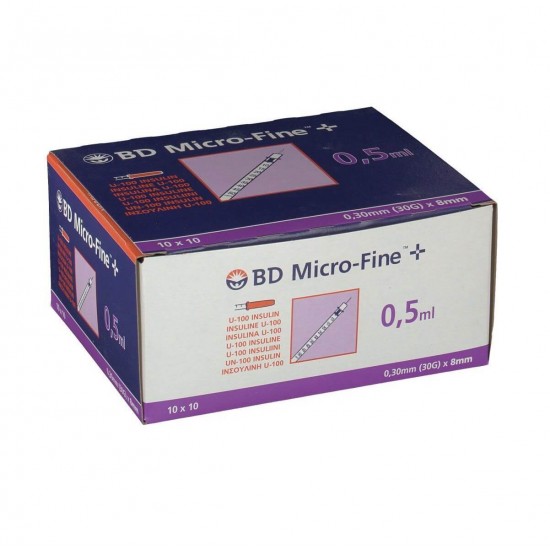 BD Micro-Fine Seringă de insulină 0,5 ml și ac 30Gx8,00 mm 100 buc