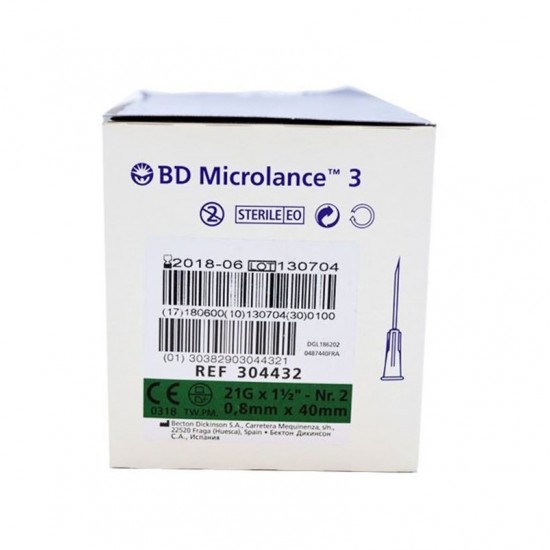 BD Microlance Needles 21G x 1 1/2" - Nr2 0,8x40mm 100 pcs