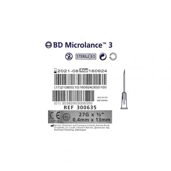 Ace de Microlance BD 27G x 1/2" - 0,4x13mm 100 buc