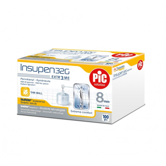 Ace sterile pen PiC Solution Insupen pentru pen insulina 32G x8mm 100 buc Ace sterile pen PiC Solution Insupen pentru pen insulina 32G x8mm 100 buc