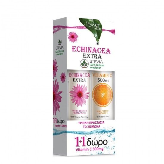 POWER HEALTH Echinacea Extra Stevia 24 eff tabs & Vitamin C 500 mg 20 eff tabs