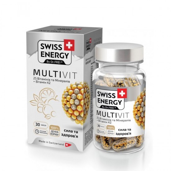 SWISS ENERGY Multivit Vitamins and Minerals and Vitamin K2 30 capsules