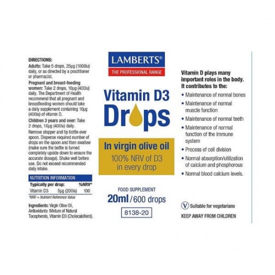 Lamberts Vitamin D3 Drops 20ml