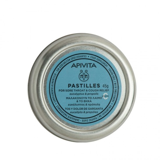 APIVITA Pastilles for Sore Throat and Cough Relief with Eucalyptus & Propolis 45g