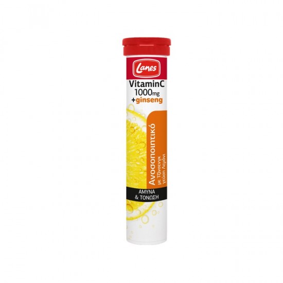 LANES Vitamin C 1000mg Plus Ginseng  with Lemon flavor 20 eff tabs