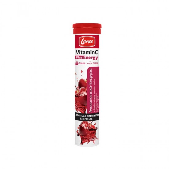 LANES Vitamin C 500mg Plus Energy Cherry Flavor 20 eff tabs