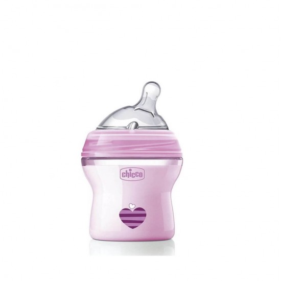 CHICCO Natural Feeling Plastic Bottle Silicone Pink 0m+ (80811-11) 150ml