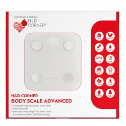 Cântar corporal H&D Corner Advanced (1 buc.) - Cântar inteligent alb cu lipometru și Bluetooth Cântar corporal H&D Corner Advanced (1 buc.) - Cântar inteligent alb cu lipometru și Bluetooth