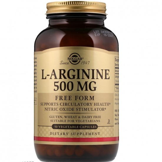 Solgar L-Arginine 500mg 50 herbal capsules