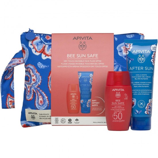 Apivita Bee Sun Safe Dry Touch Invisible Face Fluid Sunscreen SPF50 50 ml + After Sun Cool & Smooth Face & Body Gel-Cream 100 ml