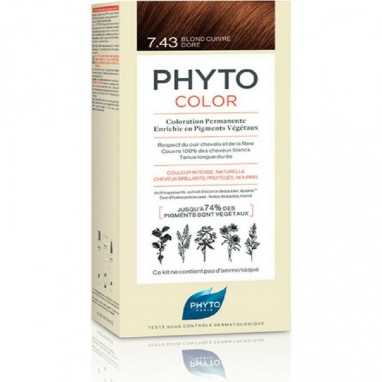Phyto Phytocolor Hair Dye 7.43 Blonde Golden Copper, 50ml