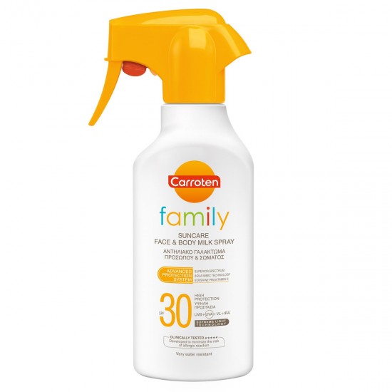 Carroten Waterproof Spray Sunscreen Face & Body Cream Family 30SPF 270ml