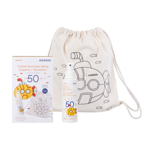Korres Yoghurt Kids Comfort Sunscreen Spray Body + Face SPF50 150 ml + Gift Limited Edition Backpack