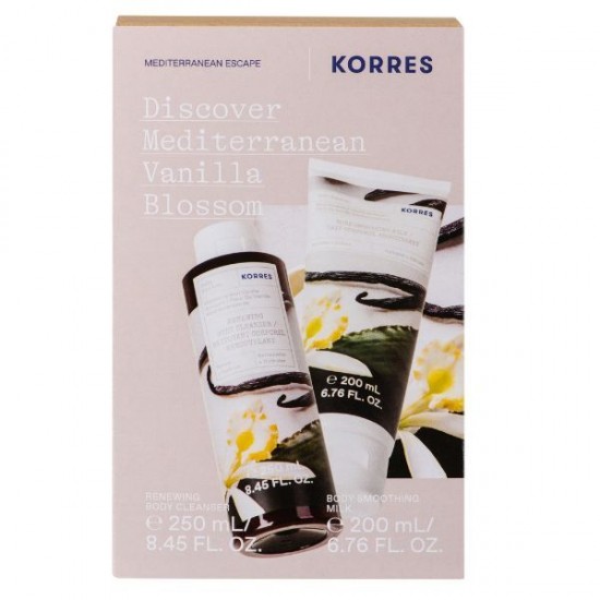 Korres Mediterranean Vanilla Blossom Set Renewing Body Cleanser 250 ml + Body Smoothing Milk 200 ml