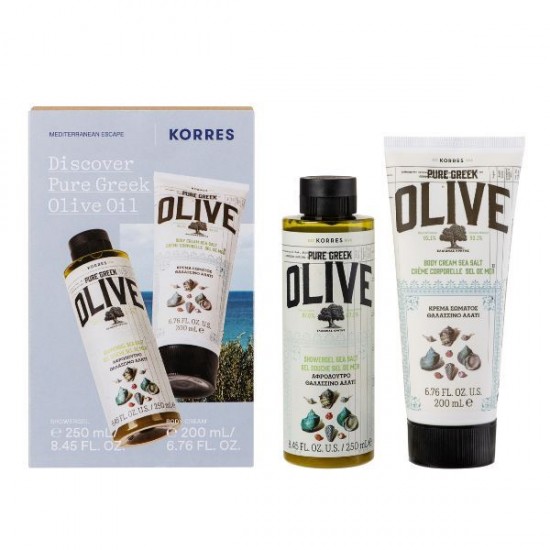 Korres Pure Greek Olive Oil Set Showergel Sea Salt 250 ml + Body Cream Sea Salt 200 ml