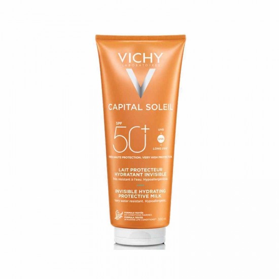 Lapte hidratant Vichy CAPITAL SOLEIL SPF50+ protectie solara pentru fata si corp, cu acid hialuronic 300 ml