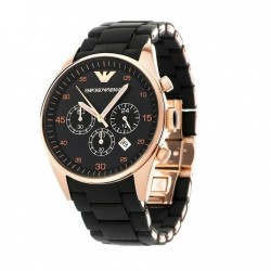 Ceas Emporio Armani Cronograf Baterie cu Curea Neagră din Cauciuc Ceas Emporio Armani Cronograf Baterie cu Curea Neagră din Cauciuc