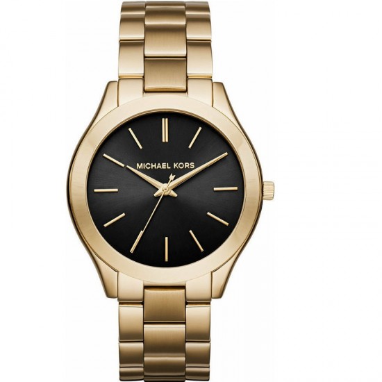 Women's Watch MK 3478 Gold Black Dial Watch Michael Kors Slim Runway