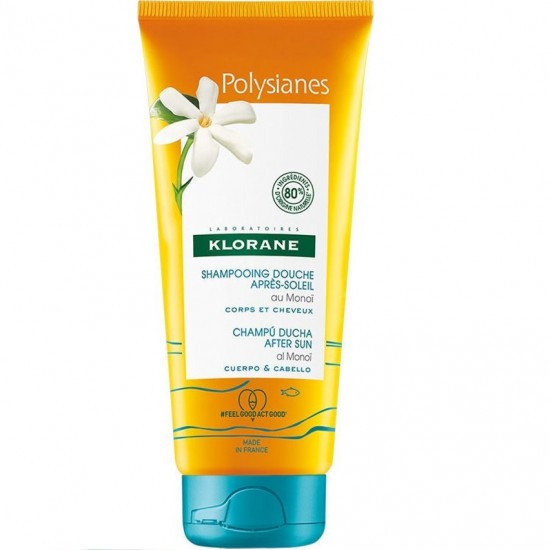 After Sun Shampooing Gel for Hair + Body, Klorane Polysianes, with Organic Tamanu & Monoi 200 ml