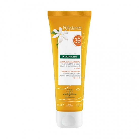 Face Sunscreen, Klorane Polysianes, with Organic Tamanu & Monoi SPF30 50 ml