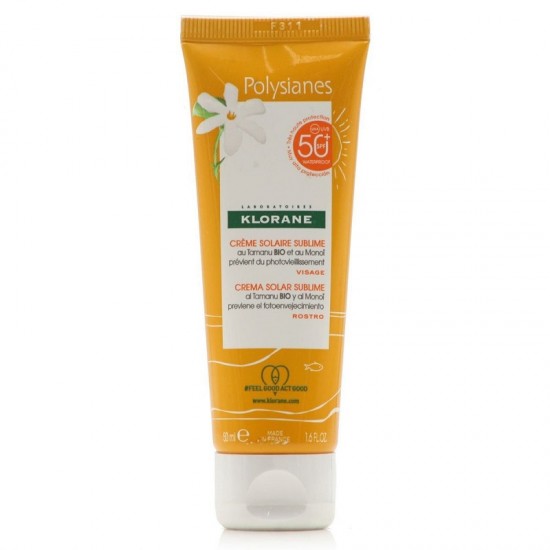  Crema faciala cu protectie solara SPF 50+ pentru toate tipurile de ten, Klorane, Monoi Y Tamanu, 50 ml