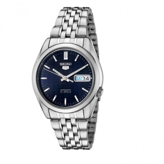 Men's Seiko 5 Automatic Day-Date Blue Dial Steel Watch SNK357K1