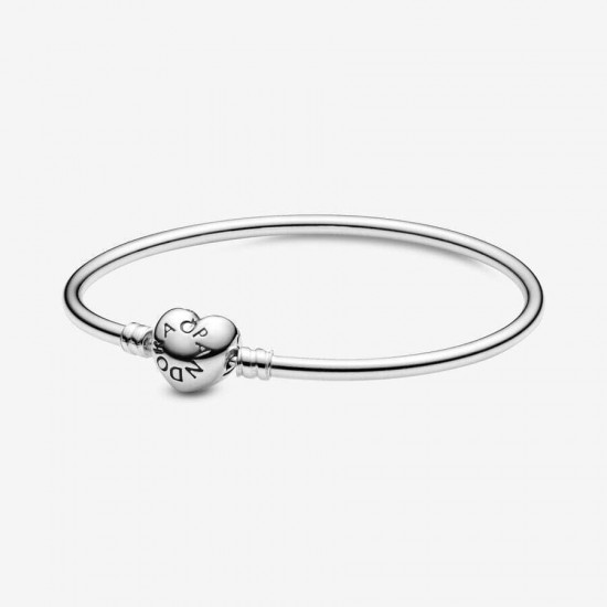 PANDORA Moments Heart Clasp Bangle Charm Bracelet 925 Silver 100% 596268-19 cm PANDORA Moments Heart Clasp Bangle Charm Bracelet 925 Silver 100% 596268-19 cm