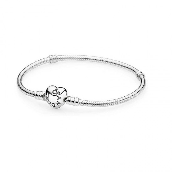 Pandora S925 Sterling Silver Charm Bracelet with Heart Clasp 590719-17 Pandora S925 Sterling Silver Charm Bracelet with Heart Clasp 590719-17