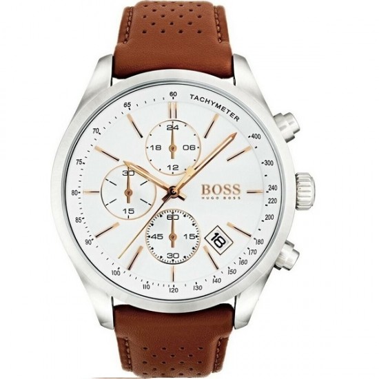 Hugo Boss Contemporary Sport Men's Watch 43mm Chronograph Battery with Brown Leather Strap