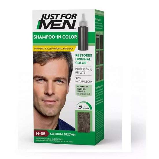 Șampon vopsit păr Just For Men Shampoo-in pentru bărbați H35 Șaten mediu 66 ml Șampon vopsit păr Just For Men Shampoo-in pentru bărbați H35 Șaten mediu 66 ml