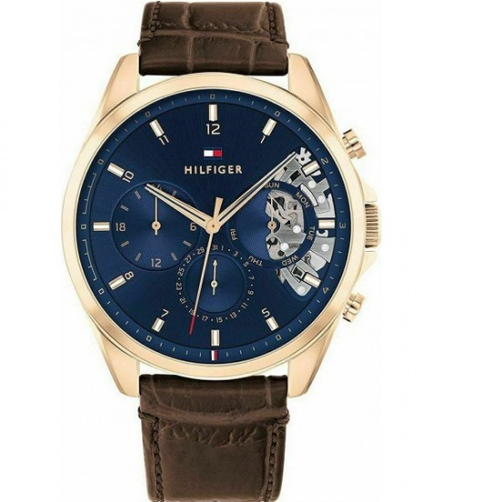 Tommy Hilfiger Baker Men's Watch 44mm Chronograph Battery with Brown Leather Strap 1710453 Tommy Hilfiger Baker Men's Watch 44mm Chronograph Battery with Brown Leather Strap 1710453