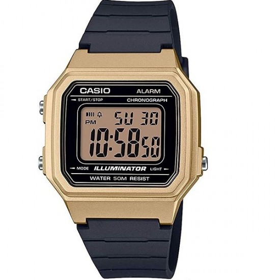 Casio Ceas digital pentru bărbați 43mm Cronograf Baterie cu Curea de cauciuc neagră W-217HM-9AVDF