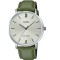 Ceas de bărbați Casio Dress 40mm, cu baterie și curea din piele verde MTP-VT01L-3BUDF.