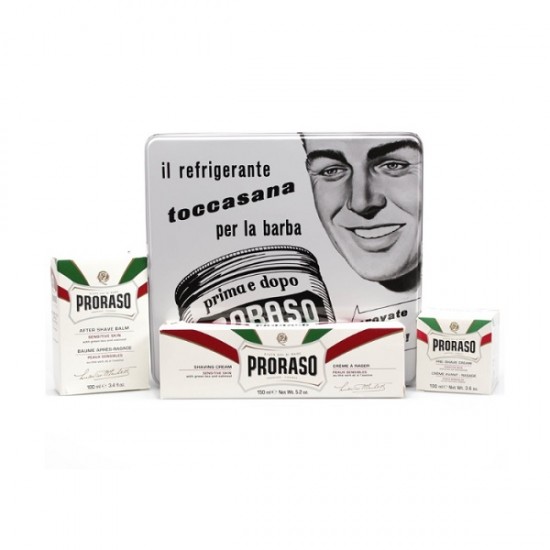 Set cadou Proraso Vintage Selection pentru îngrijirea barbii, kit sensibil, 100 ml + 100 ml + 150 ml. Set cadou Proraso Vintage Selection pentru îngrijirea barbii, kit sensibil, 100 ml + 100 ml + 150 ml.