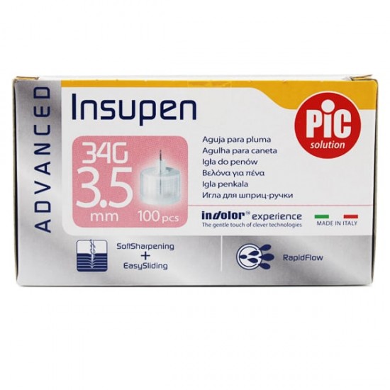 PIC Solution Insupen Disposable Needles 34G x3,50mm 100pcs